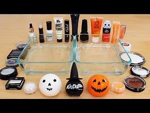 Black vs White vs Orange - Mixing Makeup Eyeshadow Into Slime Special Series Satisfying Slime Video