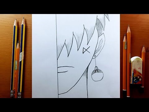 Desenho fácil de anime com lápis - Como desenhar um rosto de bad boy passo a passo