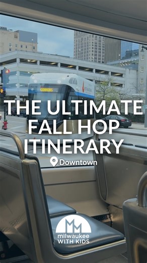 Enjoy a full day of fall fun riding The Hop this season! 🚋 Start with a walking tour all the way to the top of City Hall. You’ll hear fascinating Milwaukee history and take in sweeping city views. (Fall tours run through October 22 and return in spring!) Next, you could stop at Cathedral Square for some playground time, then grab a sweet treat from Classy Girl Cupcakes nearby. Continue your adventure at Baird Commons, where the Halloween Village is filled with festive displays perfect for photo