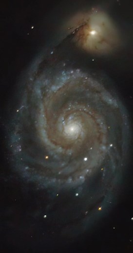 M51 whirlpool galaxy 31 million light years away photograph with my dslr and telescope. 8 hours of exposure, use an astro modified cam for the timelaspe that's why it looks neon ish Dslr d3400 nikon 8 inch newtonian 1000mm fl #astrophotography #whirlpoolgalaxy #nasa#photography