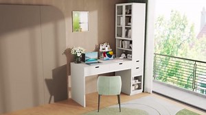 3-In-1 Vanity Desk with Flip Top Mirror Versatile Vanity Table with Bookcase Charging Station 7 Shelves Drawers Hidden Storage Compartments Convertible Computer Desk Saving Space 61" Home Office Desk
