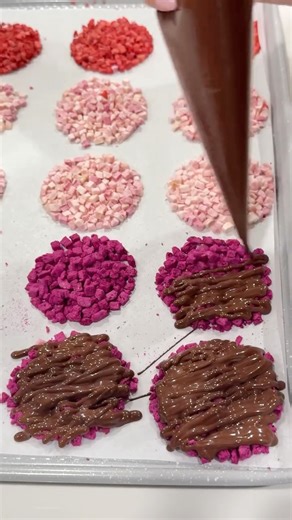 MARIAM | Cookin’ with Mima on Instagram: "Quick and easy Chocolate snack idea part 2. This time I used freeze dried fruits. These store longer since the fruit is not fresh and are perfect for gifting as well. Ingredients Semi-sweet chocolate melted with coconut oil.( you can use any chocolate you like) Freeze dried fruits: red dragon fruit, white peach and strawberries."