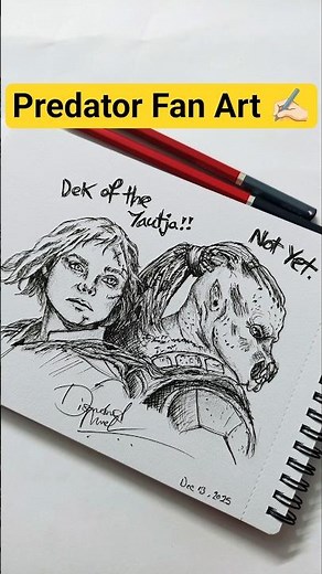 Predator Badlands fanart in ink #predatorbadlands #fanart #inkdrawing #pensketch #artshorts #shorts