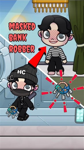 🤯A masked robber opens🔓a bank vault #pazu #new #bank #masked #robbery #avatarworld #tocaboca #update