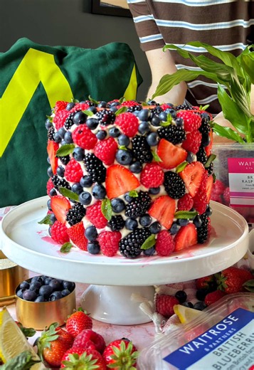 Mixed Berry & Lemon Cake recipe — light lemon sponge with berry buttercream