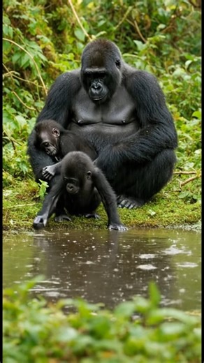 3.3K views · 52 reactions | Absolutely precious moment of peace, Puddle Reflections.轢 #fblifestyle #gorillas #familymoment | Gorilla III | Facebook