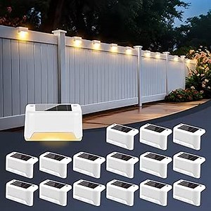 SOLPEX Solar Fence Lights Outdoor 16 Pack, Solar Step Lights Waterproof Led Solares Light for Outdoor Stairs, Deck, Fence, Yard, Patio, and Balcony(Warm White)