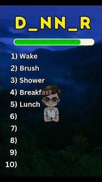 Guess the 10 daily routine vocabulary by missing letters quiz 🤯 #quiz #quiztime #quizchallenge