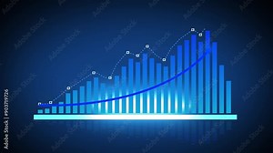 Blue color professional business graph and white color line direction animation. on the gradient background.
