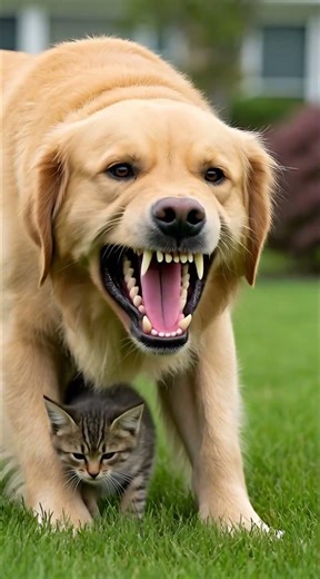 Coyote Attacks Tiny Kitten! Brave Dog & Deer Warning 🐺🐕🦌💥 | Wild Alarm #Shorts #Wildlife