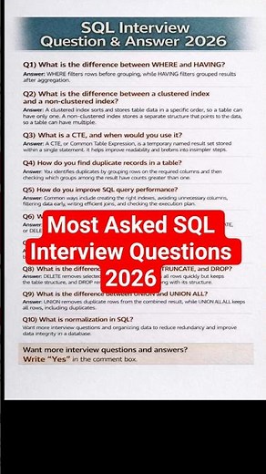 SQL Interview Questions and Answers 2026 | SQL Server Interview Questions #sqlinterview #sqlserver