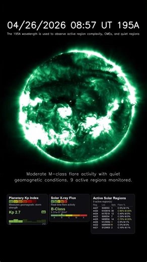 Sun 24 Hour Timelapse | Iron / 195 Å | Extreme UV (April 26, 2026) #shorts