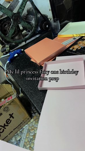 My lil princess fairy One birthday invitation prep DIY INIVITE BOX made from scratch special thank you to @Mographic for always deliveey the wow this time for the unique and custom made acrylic card #birtgdayparty #1stbirthdayparty #Diy #diyinventions #fypシ゚viraltiktok