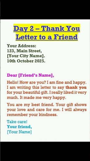 Day 2 | Simple English Letter | Thank You Letter to a Friend |### #easyenglishwithrudra#