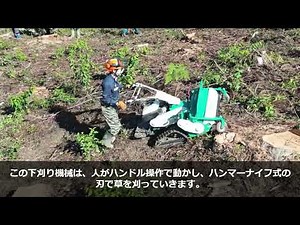 自走式下刈り機械のデモンストレーション～再造林の省力化に向けて～