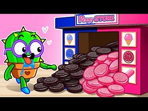 We Found Black & Pink Oreo Vending Machine 🍩 Cartoon For Kids 💖 Pit and Penny Learn & Grow 🥑