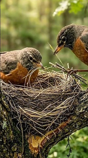 How American Robins build their nests! 🐦 #wildlife