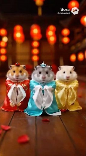 Cute hamsters dancing 🐹🪭 | AI generated short #shorts #ai