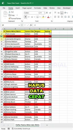 Hapus Baris Berwarna di Excel dalam 3 Detik!