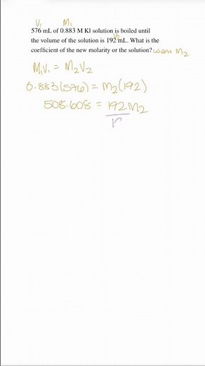 Dilution formula problem #dilution #solutions #chemistry #molarity