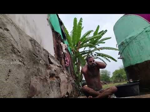 Romantic romance video open bathroom bathing enjoy video viral village bathroom #vlog 