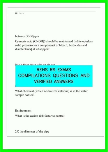 REHS RS EXAMS COMPILATIONS QUESTIONS AND VERIFIED ANSWERS video