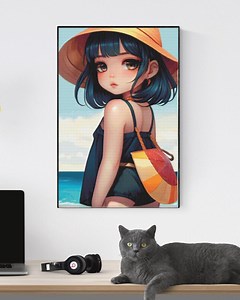 Digital Cross Stitch Pattern, Instant Download, Chibi Girl Beach, Summer, 4 Pdf, Full Coverage, Cute, Compatible With Pattern Keeper - Etsy