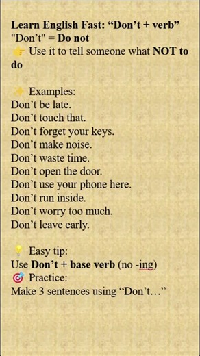 “Don’t” Made Easy in English! /Learn English language