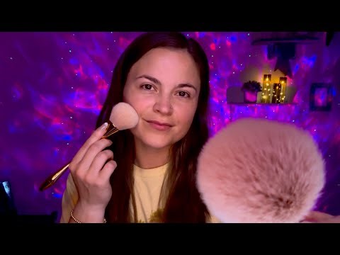 ASMR | Brushing My Face & Yours | Tracing Your Facial Features