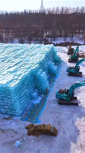 How China Harvests Ice Every Winter 🤯 #shorts #china