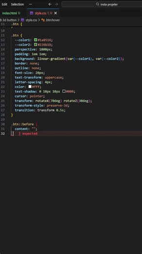 how to make 3d button animation #coding #html #htmlcss #tutorial #tutorials #frontend