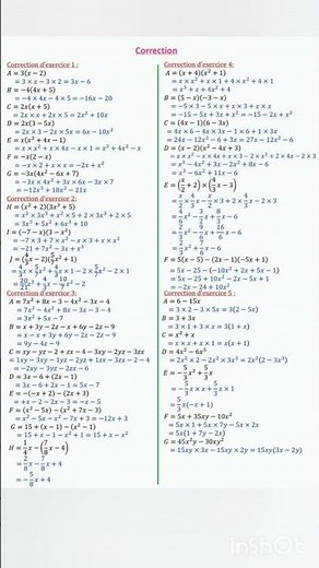 Calcul littéral: série d'exercices corrigés de développement et factorisation 2ac #top_maths #2ac