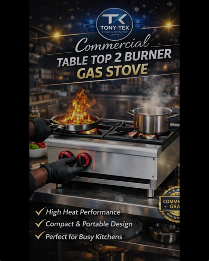 🔥 Upgrade Your Kitchen with Power & Precision! Introducing the Commercial Table Top 2 Burner Gas Stove — built for restaurants, fast-food kitchens, catering services, and serious food businesses that demand speed and reliability. Engineered with heavy-duty stainless steel and powerful burners, this compact commercial stove delivers high heat performance for fast cooking, helping chefs handle busy kitchen hours with ease. Whether you run a restaurant, café, hotel, food truck, or catering service