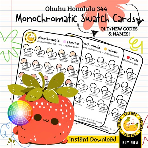 Ohuhu 344 Color Swatch Chart – Old/new Codes | Complete Marker Organizer | Printable Color Chart PDF - Etsy