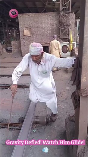 Iron Beam Runner: Watch This Guy Balance On A Metal Beam Like A PRO! #ExtremeBalance #Parkour🏗️🤯