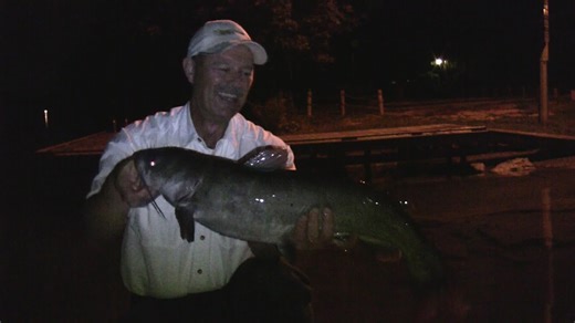 Boatless angler - night bite channel catfish - catching catfish from a dock