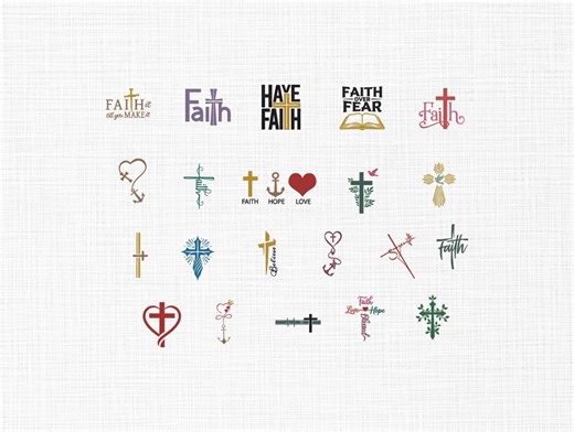 Faith Embroidery Design Bundle, Christian Cross Designs, Religious Quotes, Faith Hope Love, Machine Embroidery Patterns - Etsy