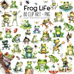 Frog Clipart Bundle, Watercolor Frog, Cute Frogs PNG, Sublimation Frog Design, Animal Clipart, Spring Clipart Garden Decor - Etsy