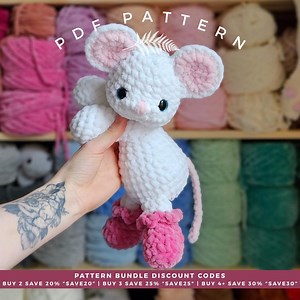 Mae Mouse - PDF Crochet Pattern - LOW SEW Mouse Wearing Socks, Plushie / Stuffie, Soft Toys - Etsy