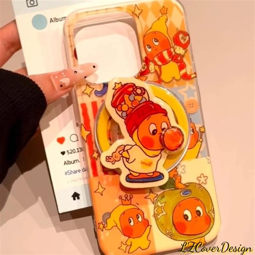 Social-sharing Cartoon Magnetic Phone Case Kit for iPhone 17/16/15 Pro Max, Warm Orange & Yellow Design With Paris Vibe, Magsafe Compatible - Etsy