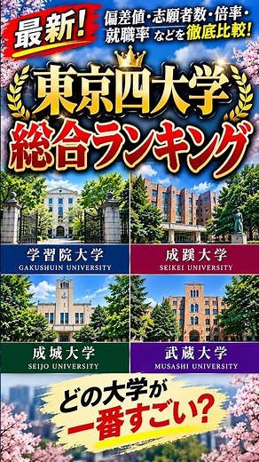 Comprehensive Ranking of Tokyo's Four Major Universities #University #ChoosingAUniversity #Ranking