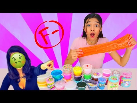 MY MOM GRADES MY SLIME COLLECTION!!!HELP!!!