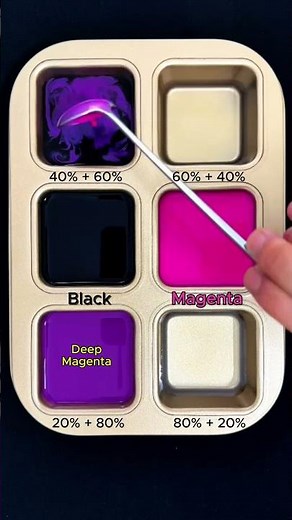 Create 4 Colors from 2 Colors Black and Magenta #colormixing #mixingcolors #relaxing