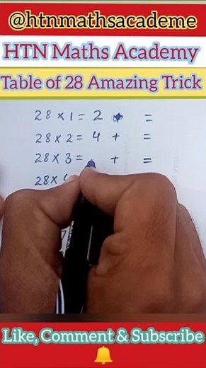 Table of 28 Amazing Trick | 28 times table trick #maths #education #shorts #tabletrick #viral #trend