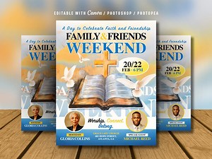Editable Family and Friends Day Church Flyer: Sunday Weekend Celebration (canva, Photoshop, Digital Download) - Etsy