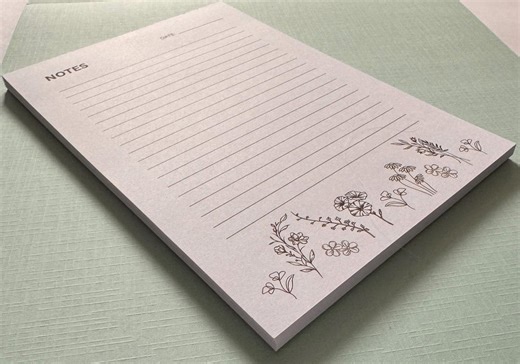 A5 Lined Writing Notepad | Black and White Floral Design | Tear off Pages 120gsm - Etsy
