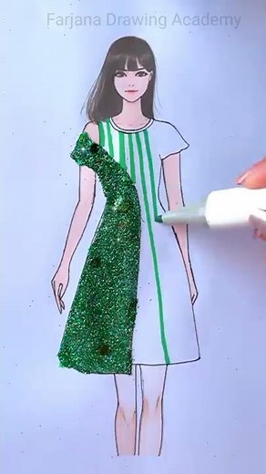 Do you like green dress ? Beautiful dress with Glitter #SatisfyingCreativeArt