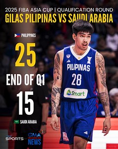 44K views · 837 reactions | END OF Q1:  PHI 25-15 KSA  LIVE UPDATES: https://www.gmanetwork.com/news/sports/basketball/955511/gilas-pilipinas-vs-saudi-arabia-fiba-asia-cup-2025-live-updates/story/ | GMA News | Facebook