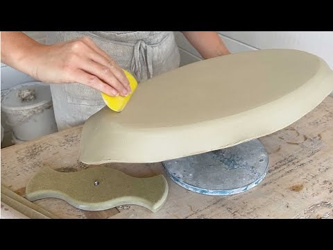 Hand-building a Large Pottery Platter - Relaxing ASMR Version (no talking)
