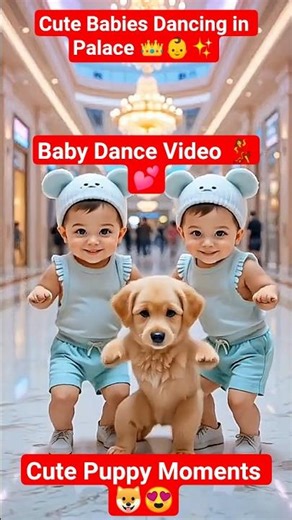 Cute Babies Dancing in Palace 👑👶✨ Baby Dance Video 💃💕 Cute Puppy Moments 🐶😍
